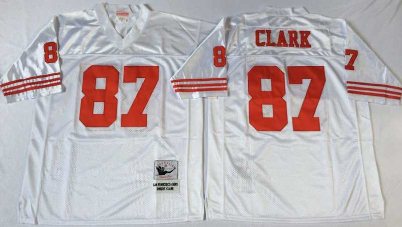 49ers 87 Dwight Clark White M&N Throwback Jersey->nfl m&n throwback->NFL Jersey
